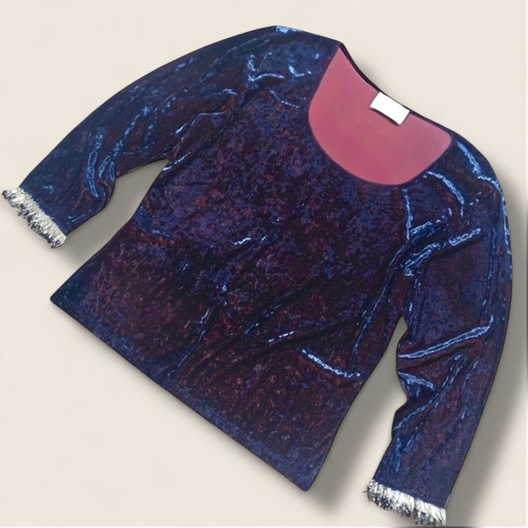 Hanky Panky • Vintage Crushed Velvet Iridescent Top || Large - Picture 1 of 4